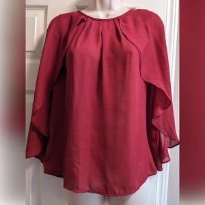 SHEIN Burgundy Blouse with Bell "Batwing" Sleeves, Size 6/8